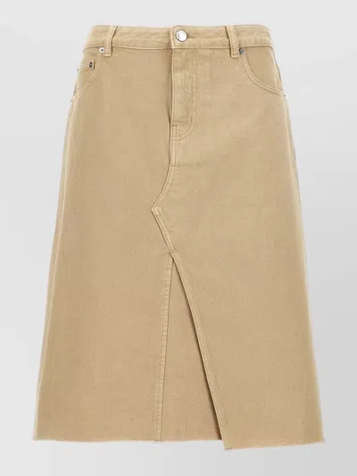 Tory Burch Midi Skirt Belt Loops Back Pockets In Brown
