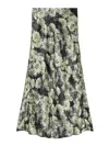 Tory Burch Floral Print Satin Midi Skirt In Green