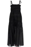 Tory Burch Cotton Smocked Midi Dress In Black