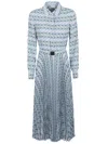 Tory Burch Collared Dress With Whimsical Swan Print In Blue