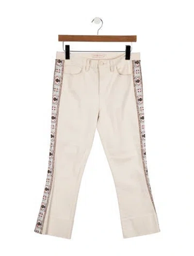 Pre-owned Tory Burch Mid-rise Flared Jeans In Neutrals