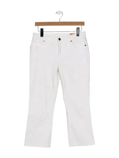 Pre-owned Tory Burch Mid-rise Flared Jeans In White