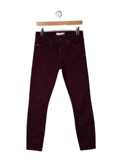 Pre-owned Tory Burch Mid-rise Skinny Leg Jeans In Burgundy