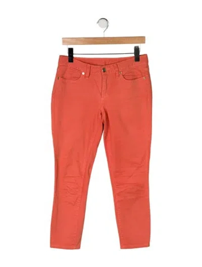 Pre-owned Tory Burch Mid-rise Skinny Leg Jeans In Orange