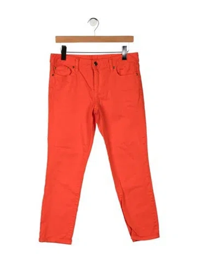 Pre-owned Tory Burch Mid-rise Skinny Leg Jeans In Orange