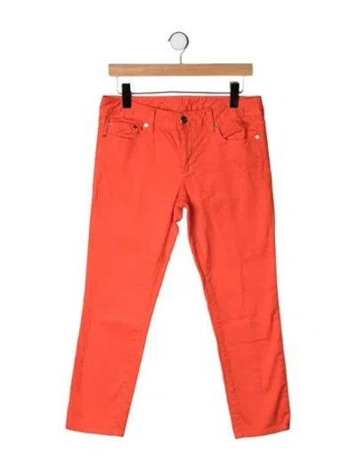 Pre-owned Tory Burch Mid-rise Skinny Leg Jeans In Orange