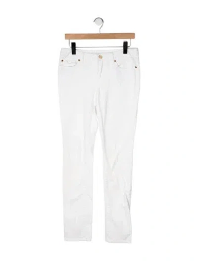 Pre-owned Tory Burch Mid-rise Skinny Leg Jeans In White