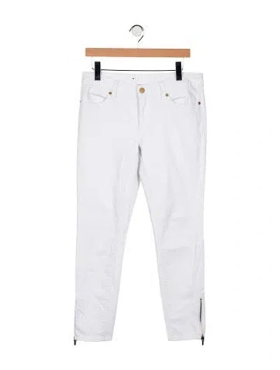 Pre-owned Tory Burch Mid-rise Skinny Leg Jeans In White