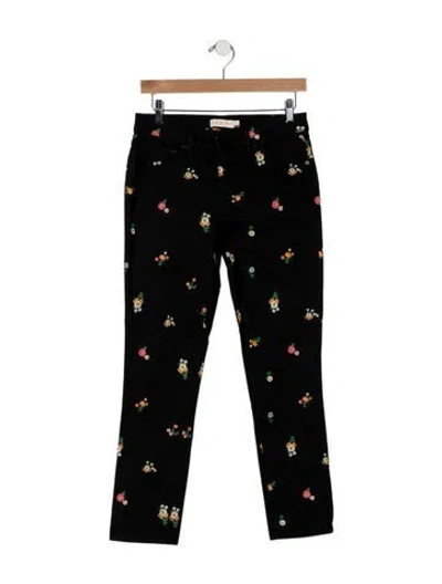 Pre-owned Tory Burch Mid-rise Straight Leg Jeans In Black