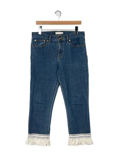 Pre-owned Tory Burch Mid-rise Straight Leg Jeans In Blue