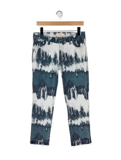 Pre-owned Tory Burch Mid-rise Straight Leg Jeans In Blue