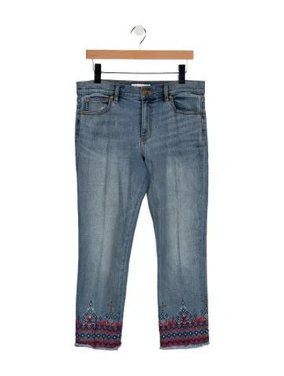 Pre-owned Tory Burch Mid-rise Straight Leg Jeans In Blue