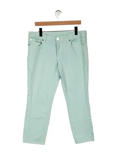 Pre-owned Tory Burch Mid-rise Straight Leg Jeans In Blue/green