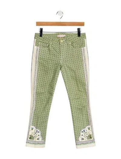 Pre-owned Tory Burch Mid-rise Straight Leg Jeans In Green
