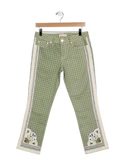 Pre-owned Tory Burch Mid-rise Straight Leg Jeans In Green