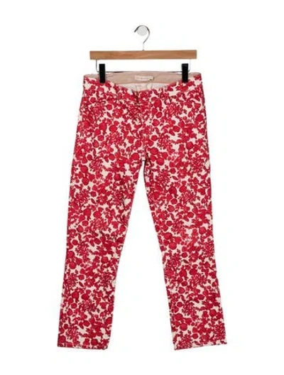 Pre-owned Tory Burch Mid-rise Straight Leg Jeans In Red