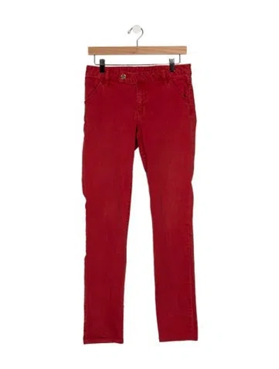 Pre-owned Tory Burch Mid-rise Straight Leg Jeans In Red
