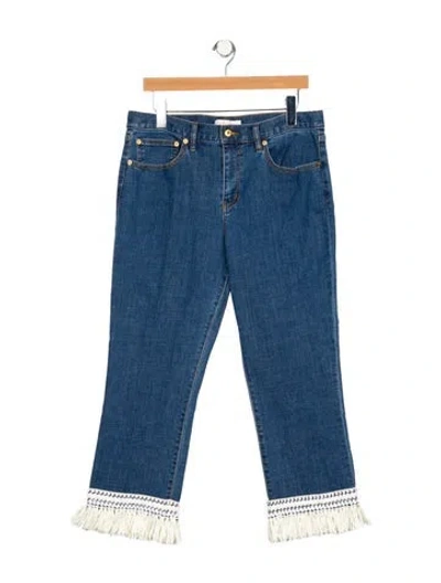 Pre-owned Tory Burch Mid-rise Straight Leg Jeans W/ Tags In Blue