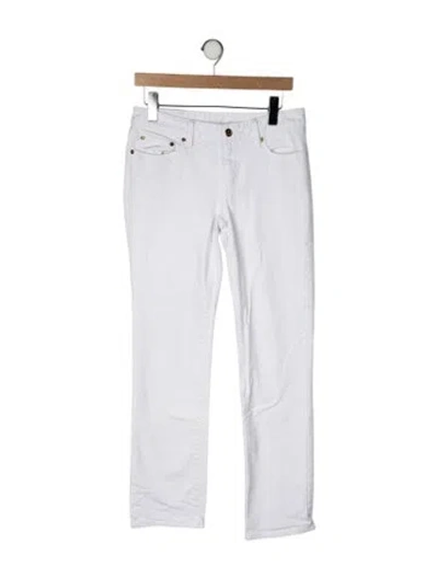 Pre-owned Tory Burch Mid-rise Straight Leg Jeans In White