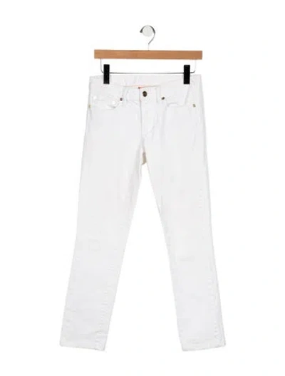 Pre-owned Tory Burch Mid-rise Straight Leg Jeans In White