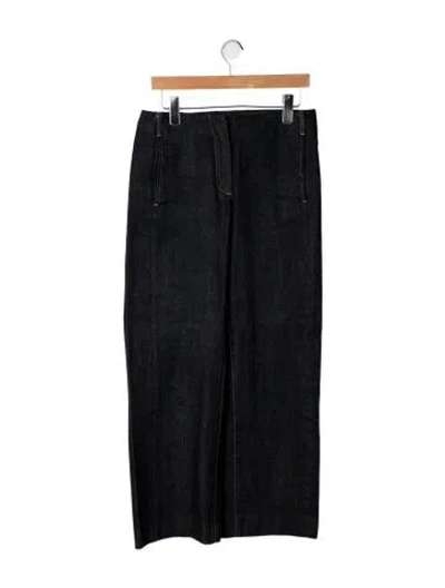 Pre-owned Tory Burch Mid-rise Wide Leg Jeans In Black