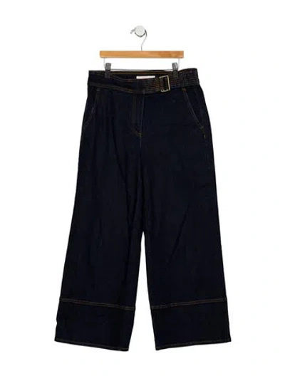 Pre-owned Tory Burch Mid-rise Wide Leg Jeans In Blue