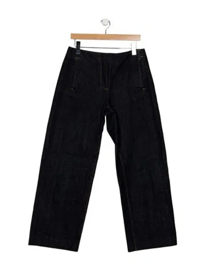 Pre-owned Tory Burch Mid-rise Wide Leg Jeans In Blue