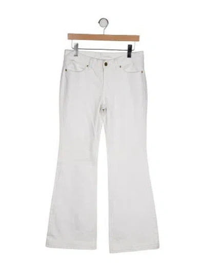 Pre-owned Tory Burch Mid-rise Wide Leg Jeans In White