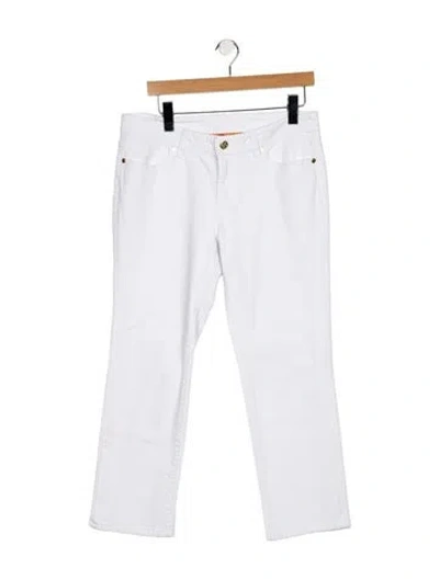 Pre-owned Tory Burch Mid-rise Wide Leg Jeans In White