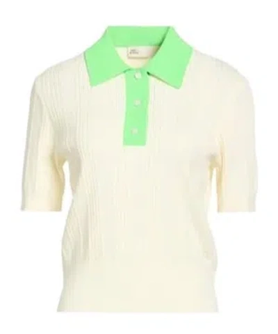 Tory Burch Mid-sleeve Knit Top With Color-blocked Polo Collar In Multi