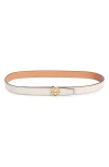 Tory Burch Miller 1-inch Reversible Logo Belt In New Ivory/vachetta/gold