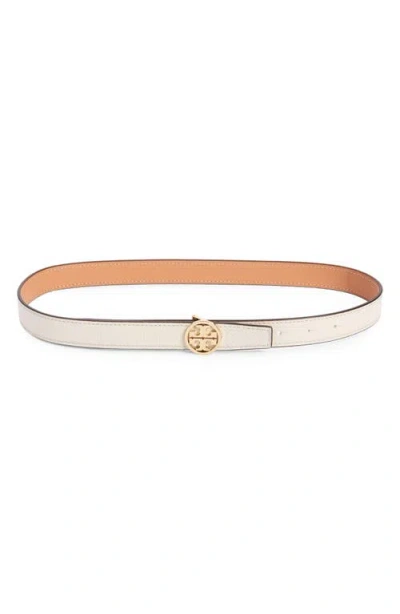 Tory Burch Miller 1-inch Reversible Logo Belt In New Ivory/vachetta/gold
