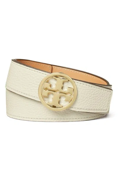 Tory Burch Miller 1.5-inch Reversible Logo Belt In New Ivory/vachetta/gold