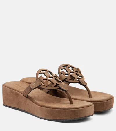 Tory Burch Miller 25 Suede Thong Sandals In Brown