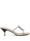 Tory Burch Pave Geo Bombe Miller Low Heel Sandal Shoes In White