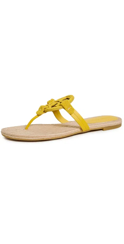 Tory Burch Miller Beaded Espadrille Sandals Polline In Yellow