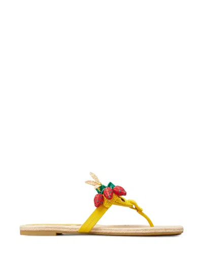 Tory Burch Miller Beaded Espadrille Thong Sandals In Yellow