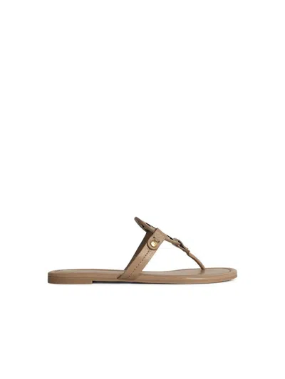Tory Burch 'miller' Beige Leather Flip-flops