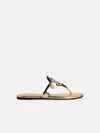 Tory Burch 'miller' Beige Leather Flip-flops In Gold