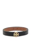 Tory Burch Miller Reversible Leather Belt In Black