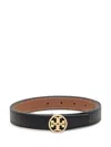 Tory Burch Miller Reversible Leather Belt In Black