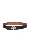 Tory Burch Miller Reversible Leather Belt In Black