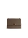 Tory Burch Miller Black Leather Crossbody Bag In Beige