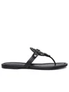 Tory Burch Laser-cut Logo Leather Miller Flip-flops In Black