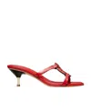 Tory Burch Miller Leather Kitten Heel Sandals In Red