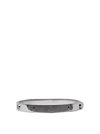 Tory Burch Silver Steel Miller Bracelet In Tory Silver