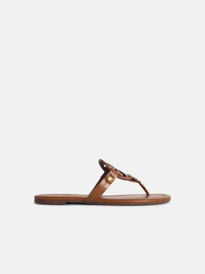 Tory Burch 'miller' Brown Leather Flip-flops