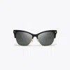 Tory Burch Miller Clubmaster Sunglasses In Black/solid Grey