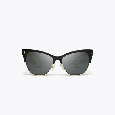 Tory Burch Miller Clubmaster Sunglasses In Black/solid Grey