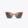 Tory Burch Miller Clubmaster Sunglasses In Coral/dark Grey